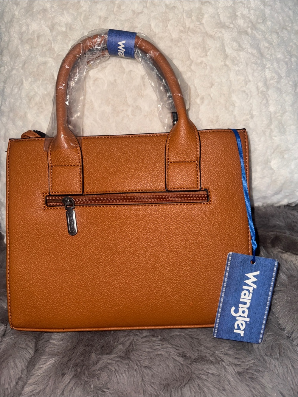 Wrangler Brown Satchel with Braided Trim - Picture 2 of 4
